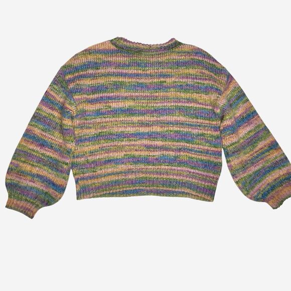 Rainbow Space Dye Wool Blend Sweater Womens XL Cozycore Cabincore Cottage Retro - Picture 4 of 8